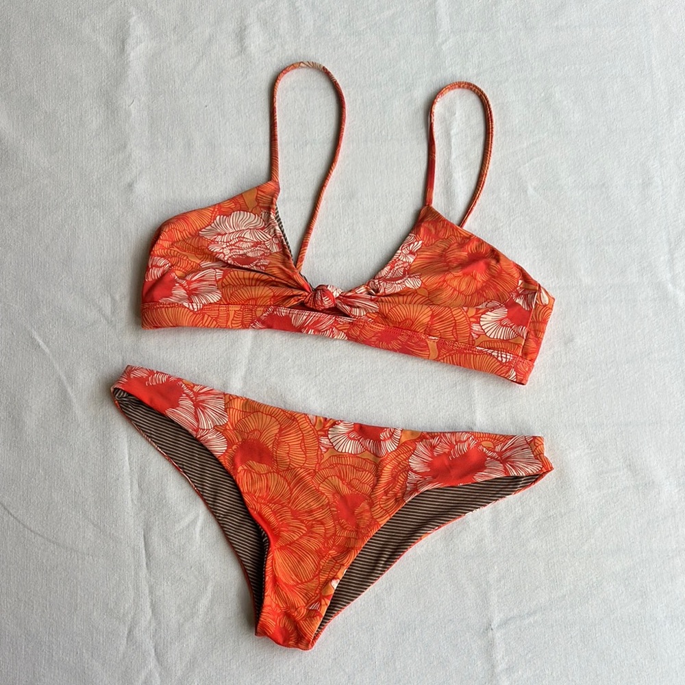 Acacia Floral Orange Bikini Set - size medium